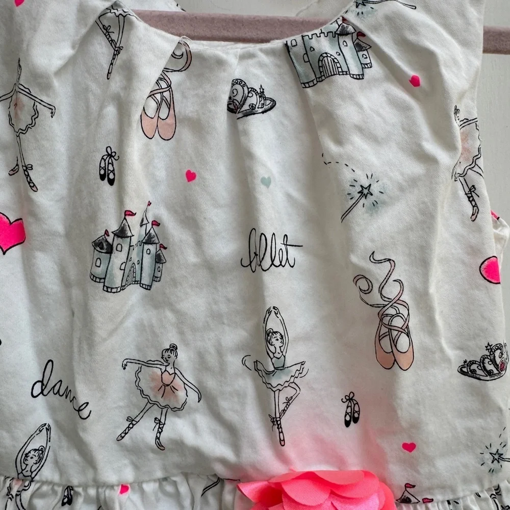 The Children's Place 3T Girls White and Pink Ballet Dance Sleeveless Dress - Picture 2 of 6